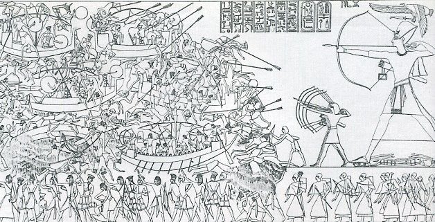 Adegan di dinding Medinet Habu, menggambarkan kampanye Mesir melawan