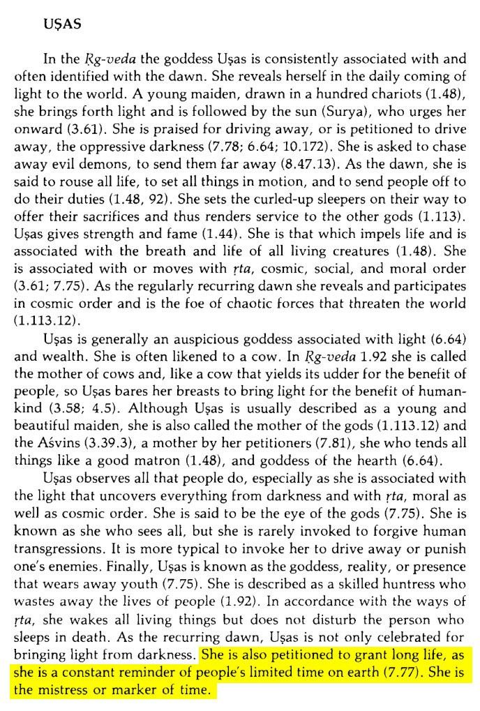 Kutipan Rig Veda hymne 7.77 tentang 'sang pemohon umur panjang' dalam buku David Kinsley (1988) 'Hindu Goddesses...' Hlm. 7--8. (Dokpri)