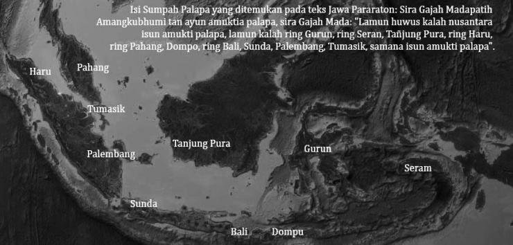 Letak semua wilayah yang dirinci dalam sumpah Palapa, Pati Gajah Mada. (Dokpri)