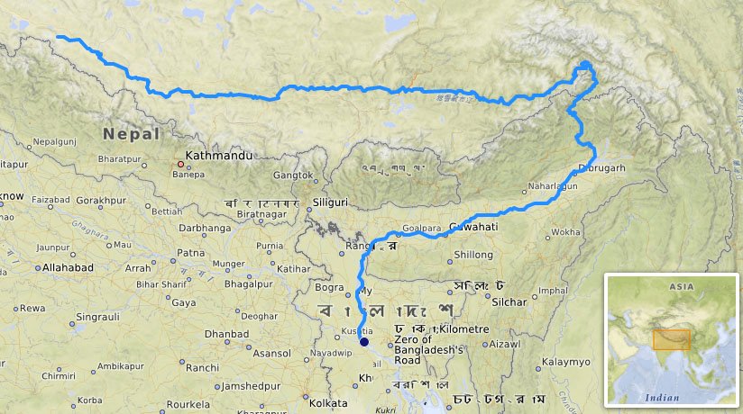 Jalur sungai Brahmaputra. (sumber: wikipedia.org)